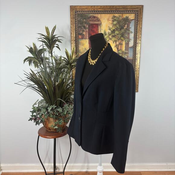 Kasper Women Jacket Size 18 Blue Lapel Notch Collar Long Sleeve Clueless Preppy - Picture 4 of 8